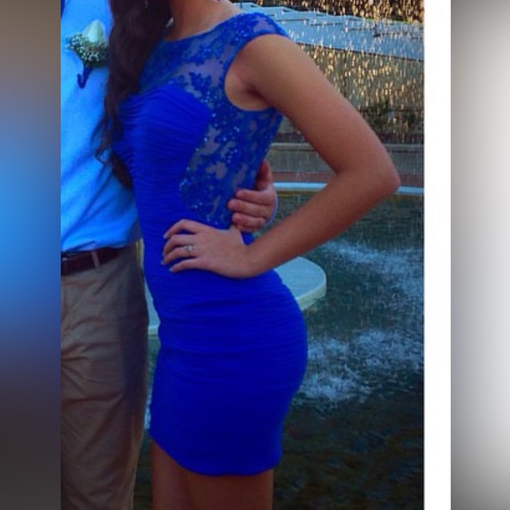 La Femme Short Cocktail Dress Royal Blue Size 2 - Picture 6 of 6